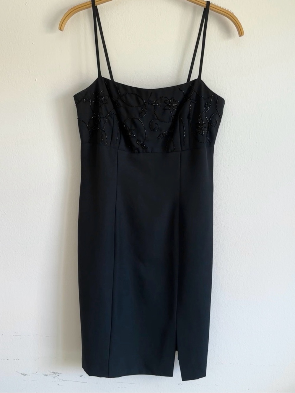 Vintage Hugo Buscati Dress Mini Little Black Embroidered Beaded Fairy Whimsigoth